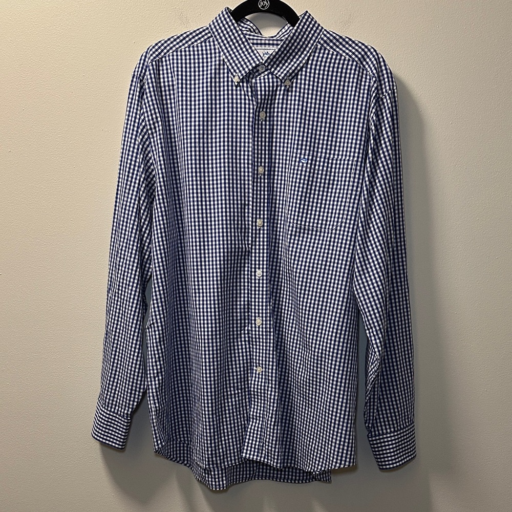 Southern Tide Men’s Blue Gingham Intercoastal Long Sleeve Button Shirt Sz XL